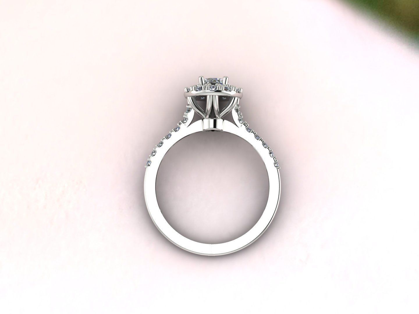 Solitaire Ring design With Diamonds and Gemstone 3D print model 3D print model_5