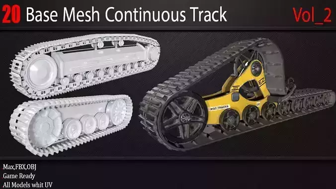 20 Base Mesh Continuous Track  Vol 02 Game Ready Low-poly 3D model
