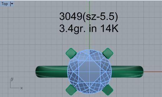 Bright stone diamond ring 3049 3D print model 3D print model_4
