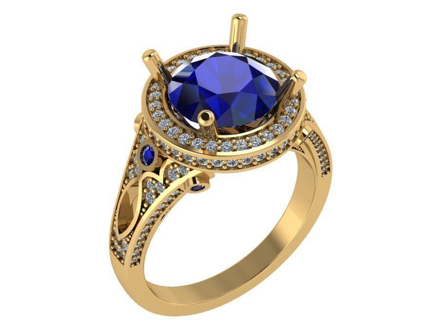 Oval Cut Diamond Ring 3050 3D print model 3D print model_1