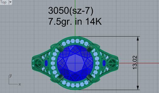 Oval Cut Diamond Ring 3050 3D print model 3D print model_4