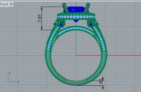 Oval Cut Diamond Ring 3050 3D print model 3D print model_5