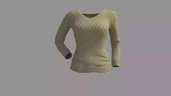 Women Long Sleeve V Neck T-Shirt 3D model