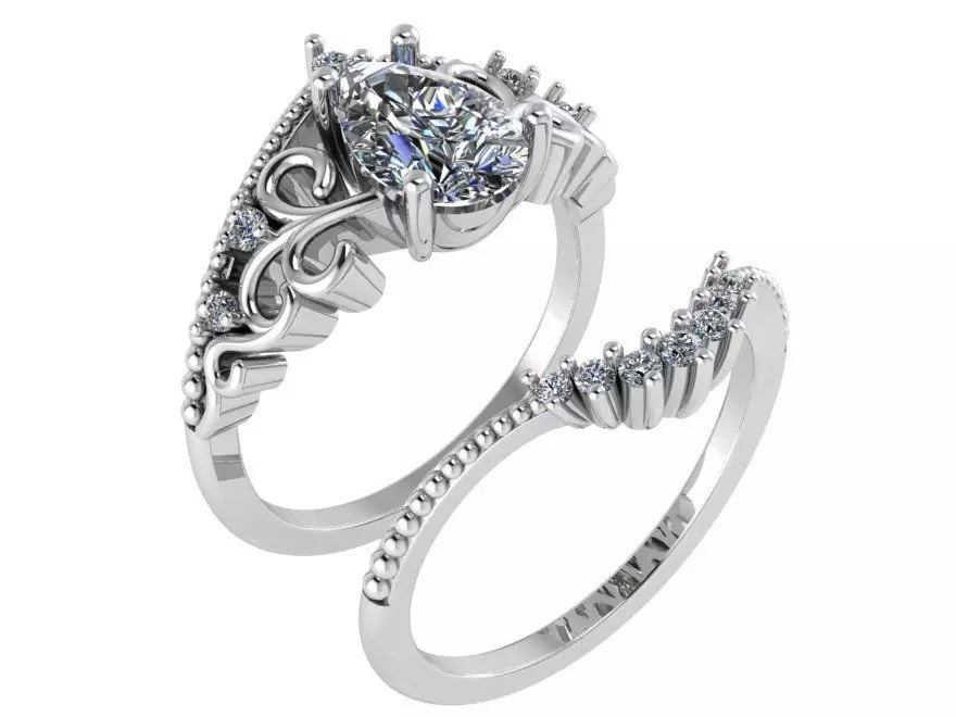 Crown diamond ring with band 3053 3D print model 3D print model_0