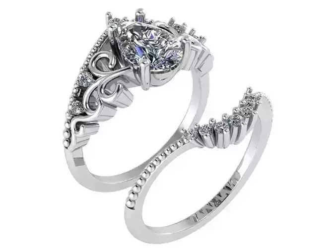 Crown diamond ring with band 3053 3D print model