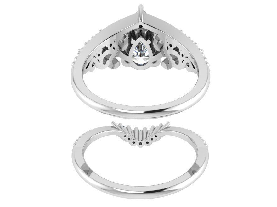 Crown diamond ring with band 3053 3D print model 3D print model_3