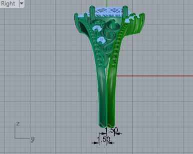 Crown diamond ring with band 3053 3D print model 3D print model_6