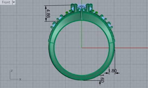 Crown diamond ring with band 3053 3D print model 3D print model_5