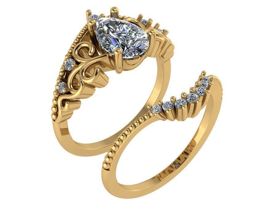 Crown diamond ring with band 3053 3D print model 3D print model_1