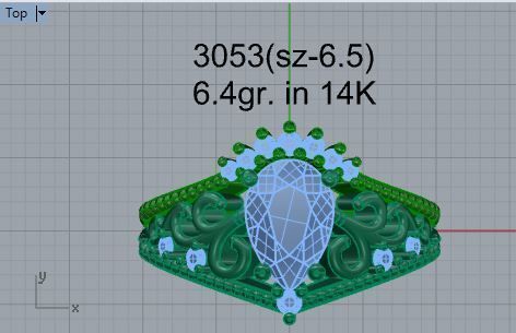 Crown diamond ring with band 3053 3D print model 3D print model_4