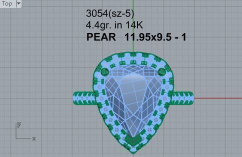 Tear diamond ring 3054 3D print model 3D print model_4