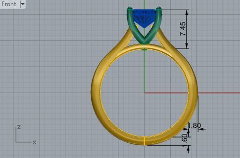 Royal blue stone ring 3057 3D print model 3D print model_5