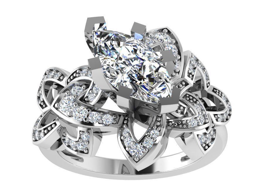 Round Cut Floral Ring 3060 3D print model 3D print model_2