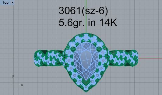 Pear halo diamond ring 3061 3D print model 3D print model_4