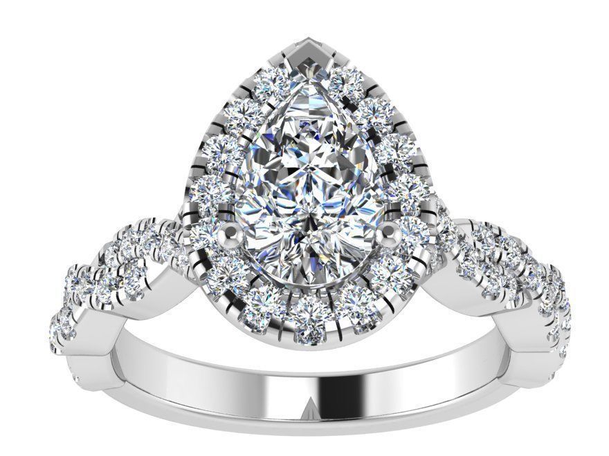 Pear halo diamond ring 3061 3D print model 3D print model_2