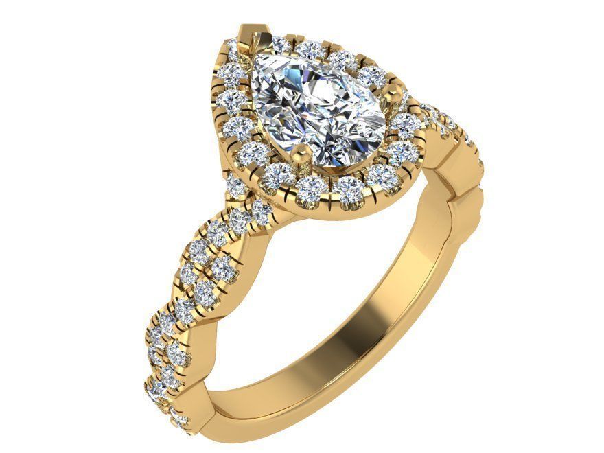 Pear halo diamond ring 3061 3D print model 3D print model_1