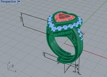 Heart diamond halo ring 3063 3D print model 3D print model_7