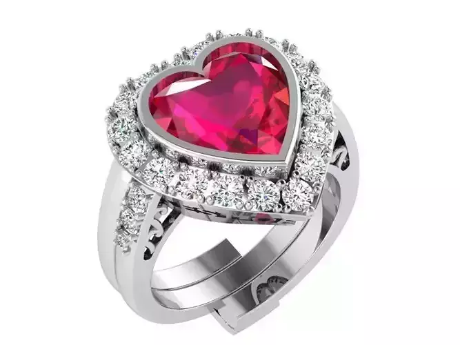 Heart diamond halo ring 3063 3D print model