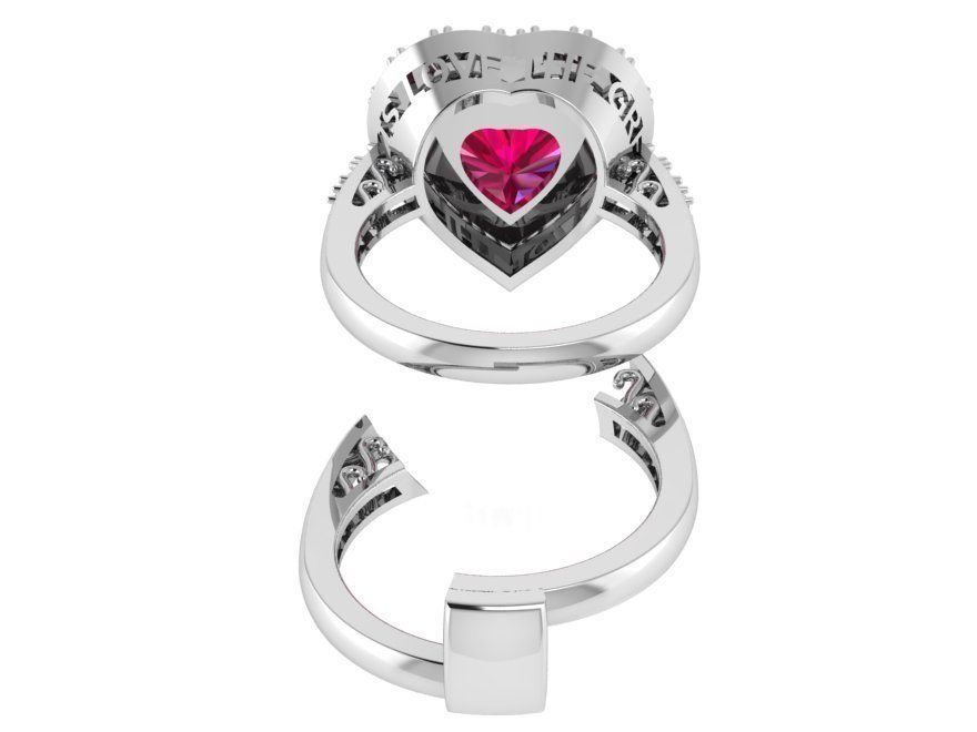 Heart diamond halo ring 3063 3D print model 3D print model_3