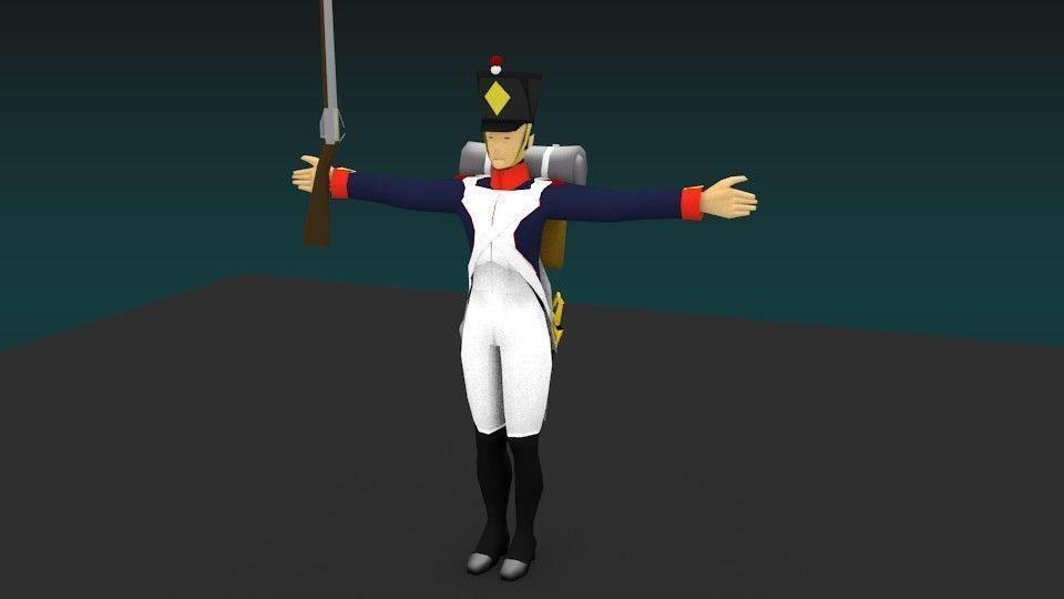 Line infantery napoleon Low-poly 3D model_1