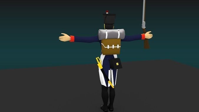 Line infantery napoleon Low-poly 3D model