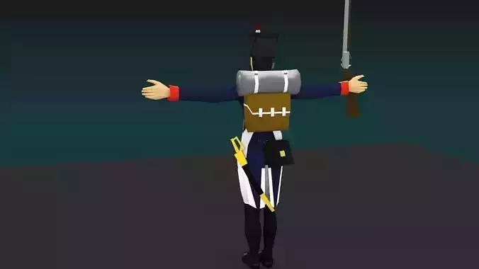 Line infantery napoleon Low-poly 3D model