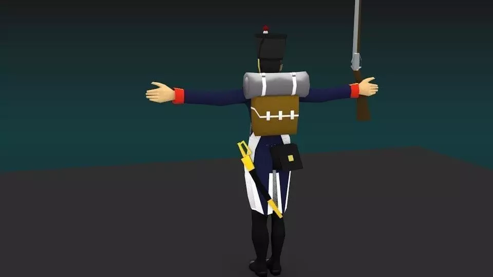 Line infantery napoleon Low-poly 3D model_0