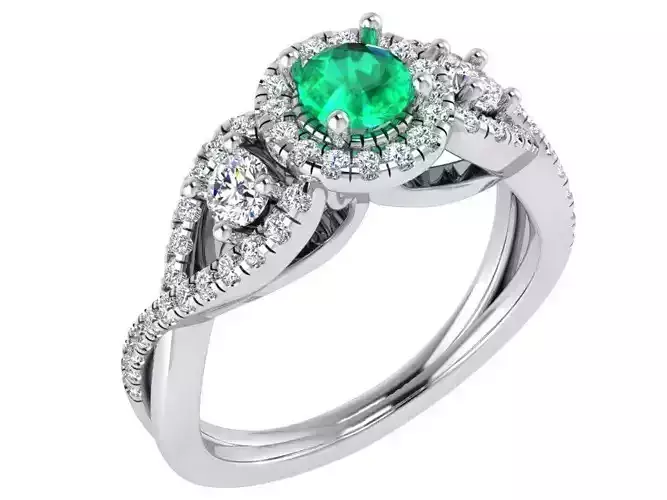 Green and white diamond ring 3069 3D print model
