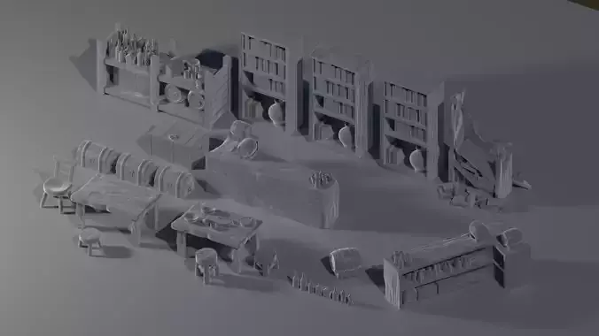 Fantasy tavern furniture set - Miniatures - 3D printable 3D print model