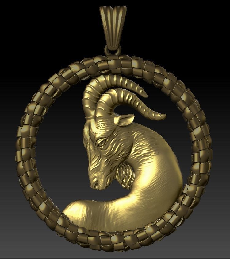 Horoscope Capricorn Pendant 3D model_4