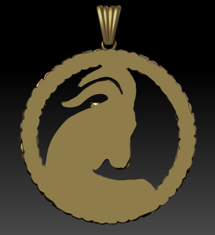 Horoscope Capricorn Pendant 3D model_5