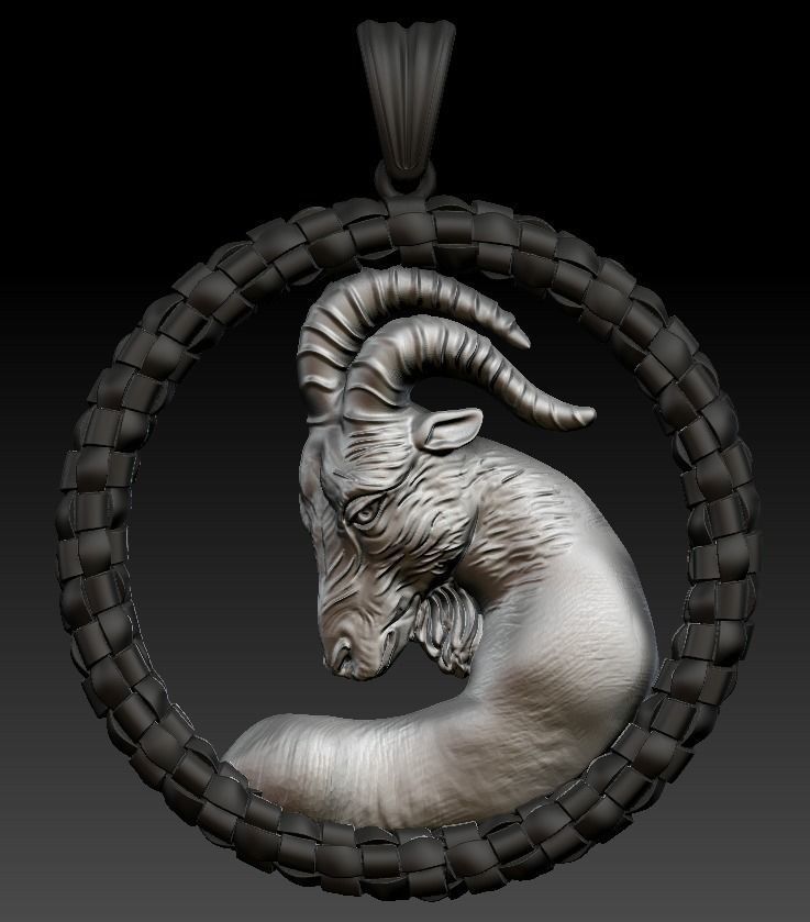 Horoscope Capricorn Pendant 3D model_2