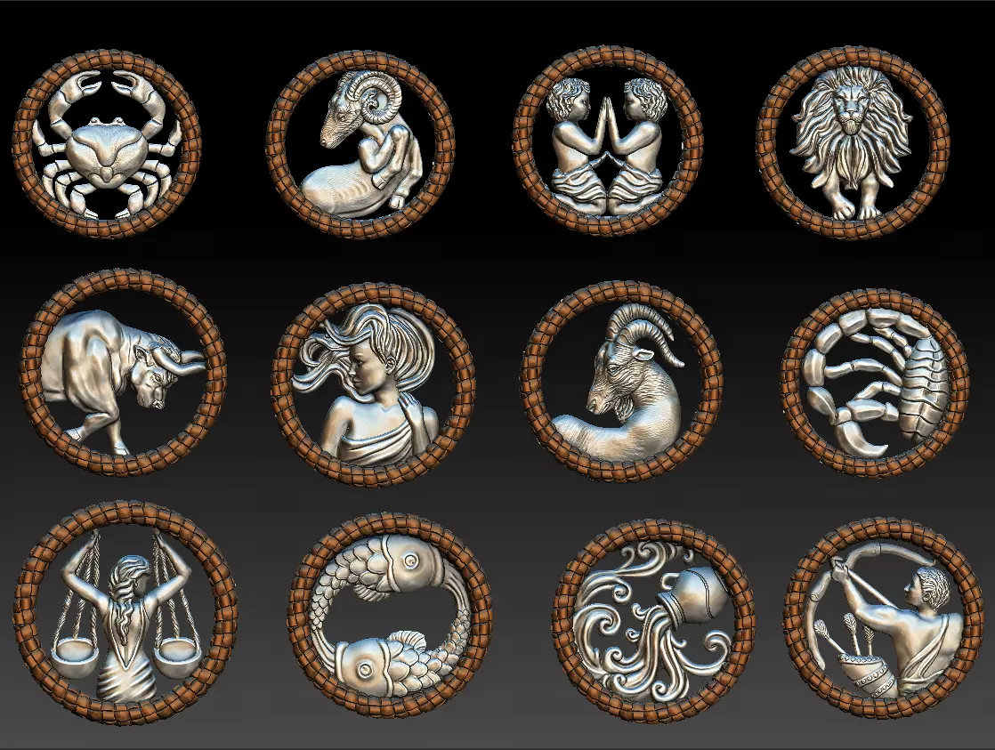 Jewellery Horoscope Signes Pack 3D model_0