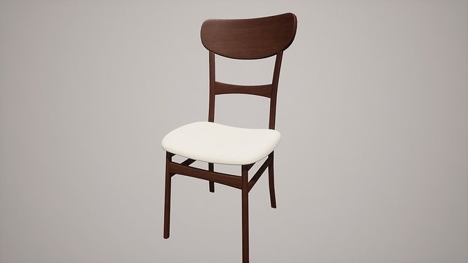 Modern wooden dining chair Low-poly 3D model