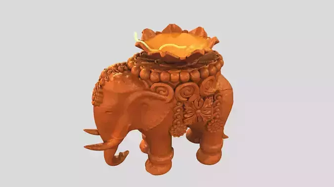 clay oil lamp elephant 3D model