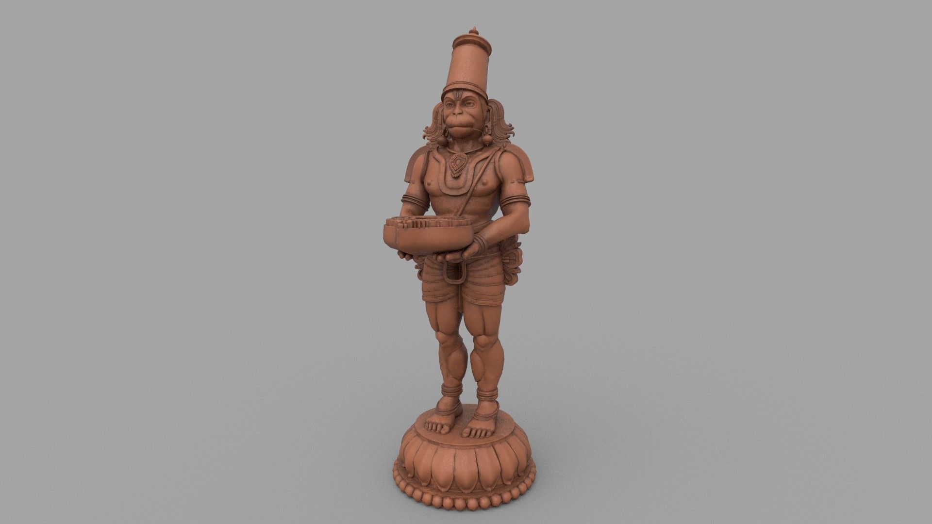 clay oil lamp hanuman 3D model CGTrader