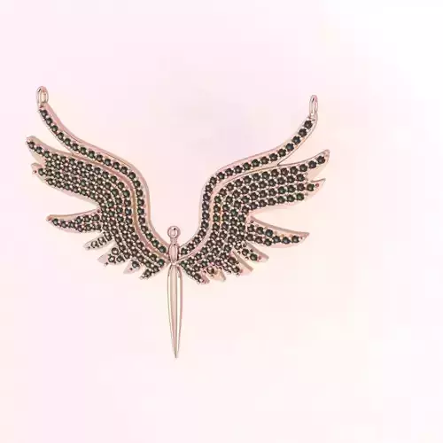 wings model angel pendant - rose gold 3D print model