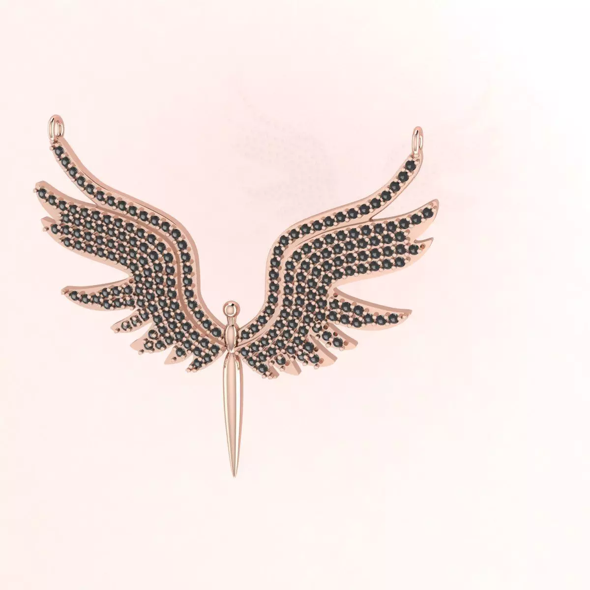 wings model angel pendant - rose gold 3D print model_0