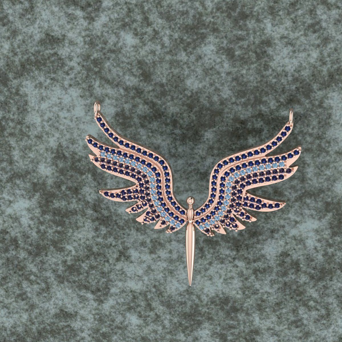 wings model angel pendant - rose gold 3D print model_1