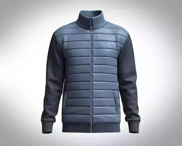 Padded jacket with knit sleeves