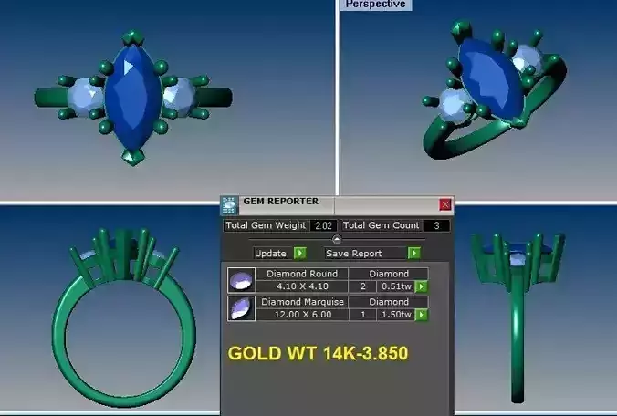 Marquise 3 stone ring