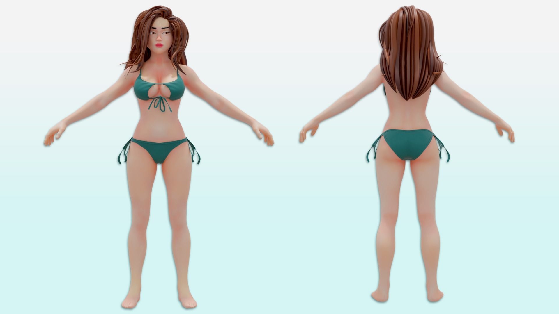 Beautiful Girl On Beach 3D Model - Beach Girl 3d Download 3D model_3