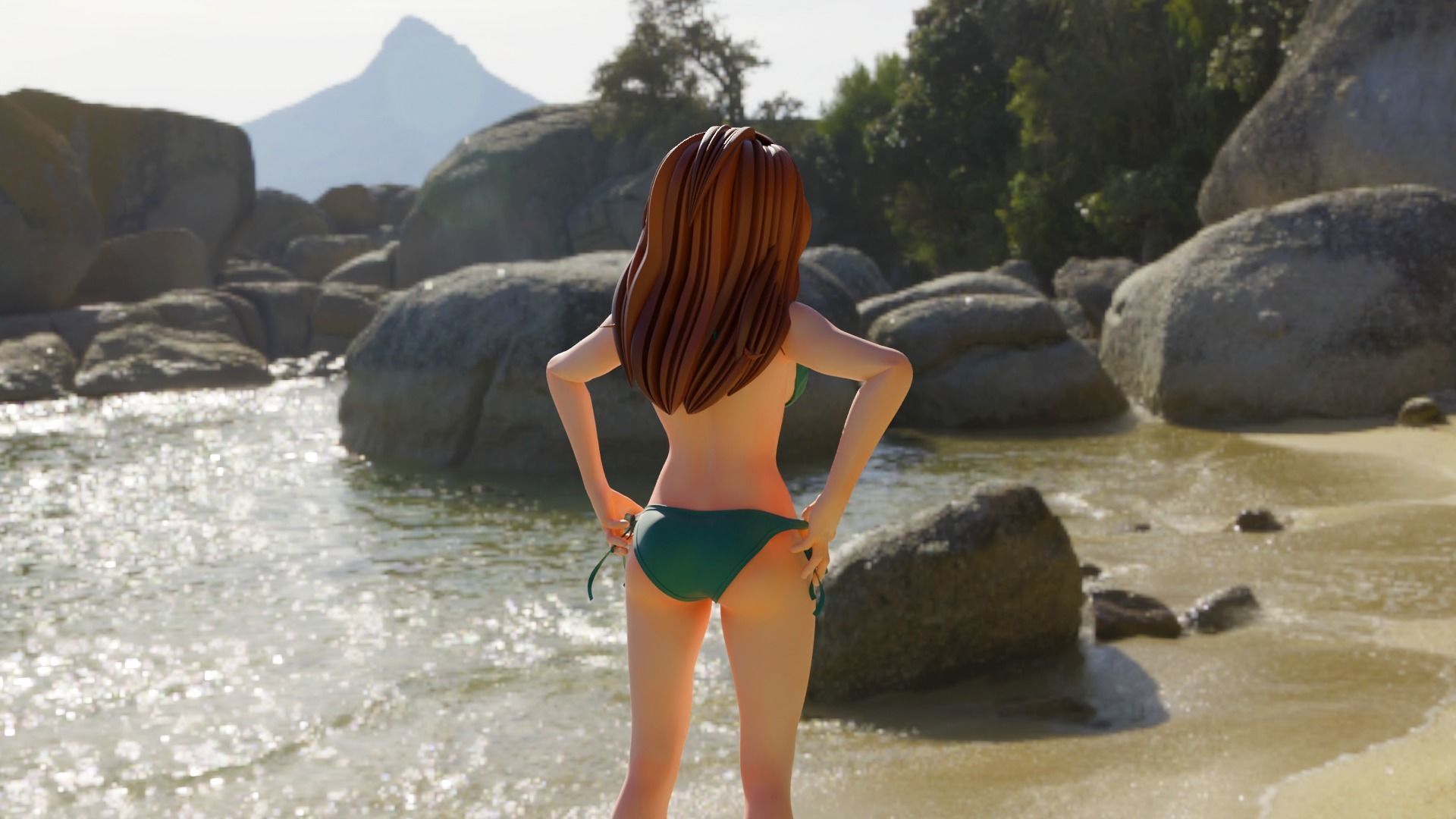 Beautiful Girl On Beach 3D Model - Beach Girl 3d Download 3D model_2