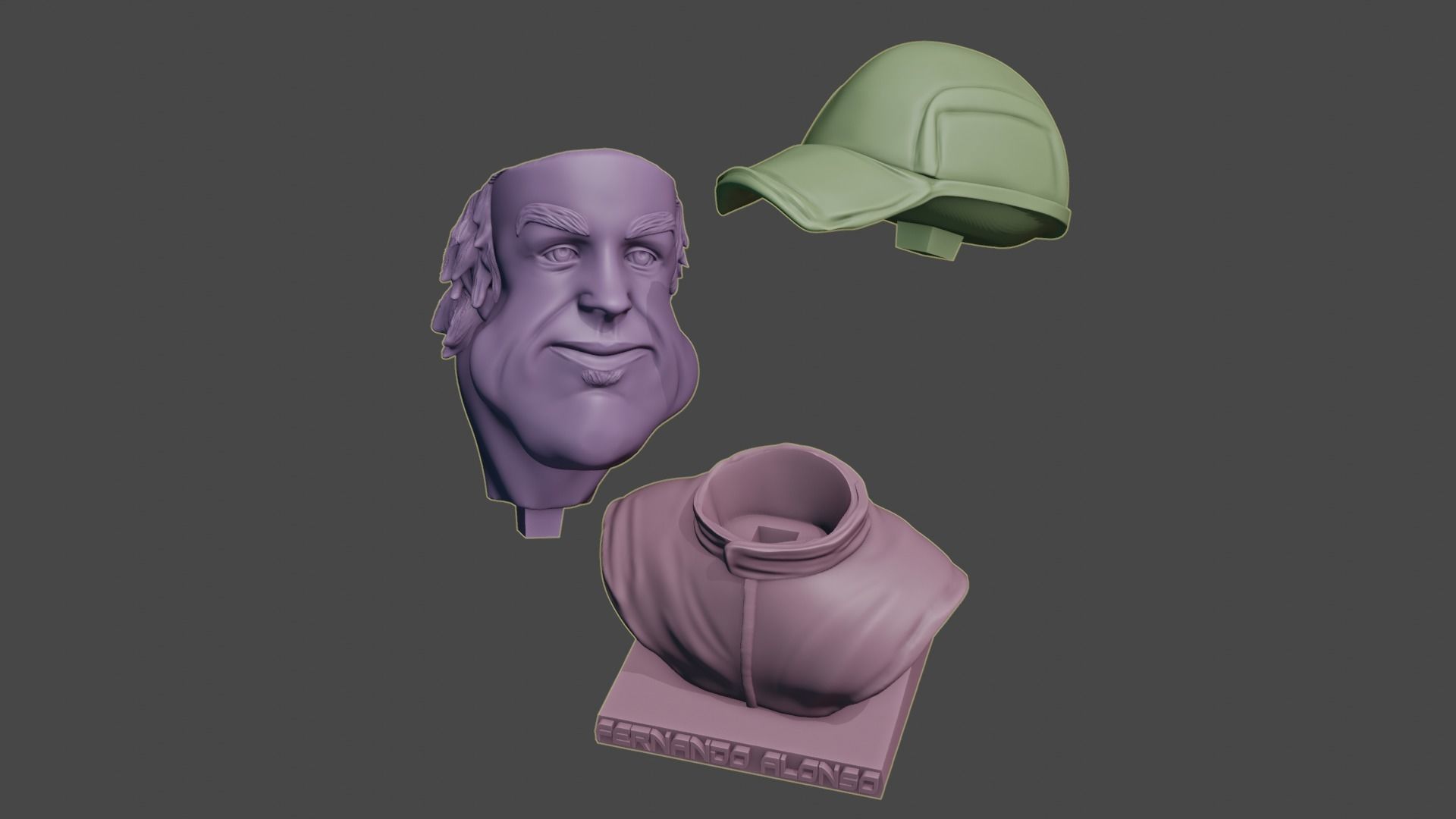 Fernando Alonso Busto Caricatura 3D 3D print model_3