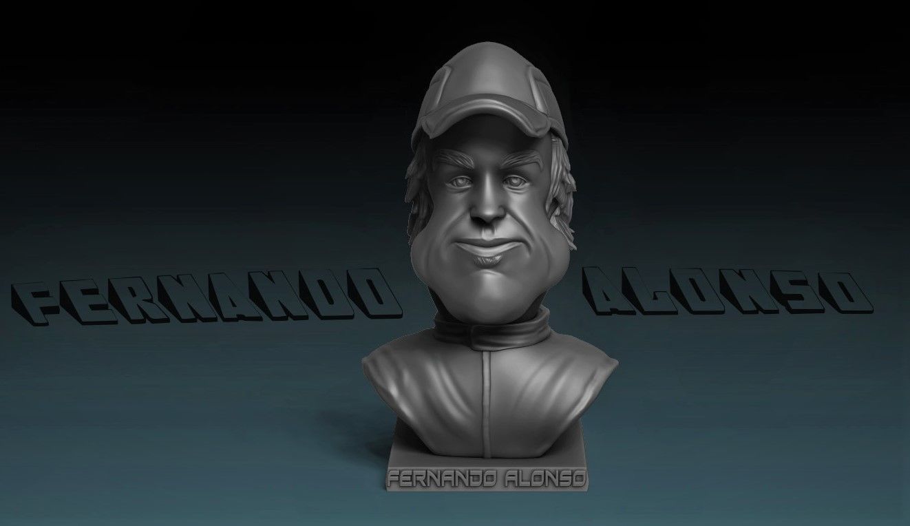 Fernando Alonso Busto Caricatura 3D 3D print model_1