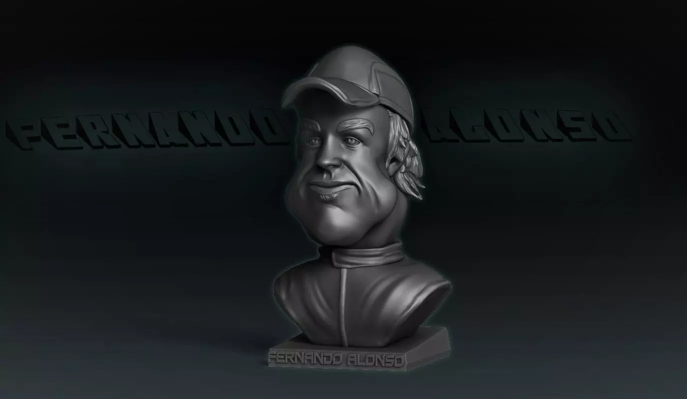 Fernando Alonso Busto Caricatura 3D 3D print model_0