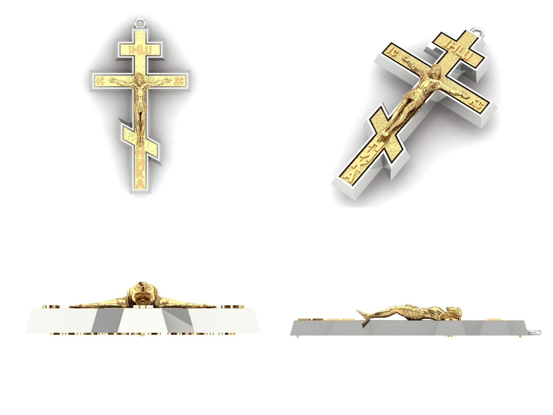 Pendant cross61 3D print model_8