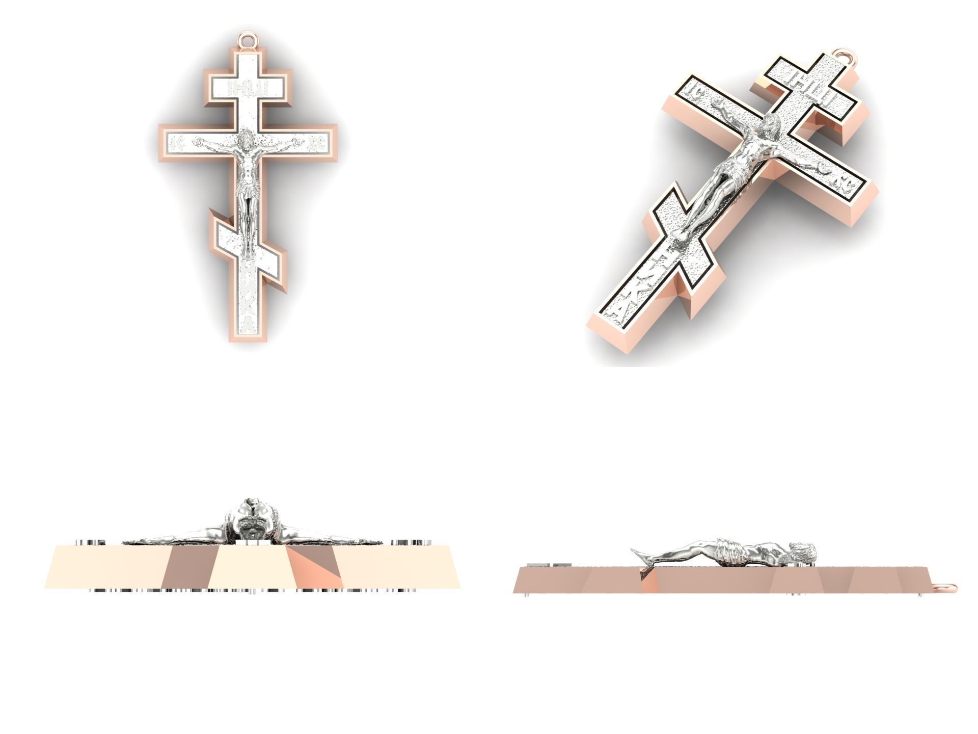 Pendant cross61 3D print model_7