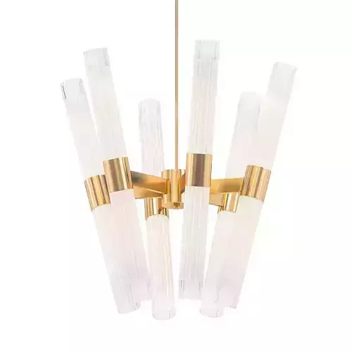 Trella modern chandelier with brass and clear glass rods