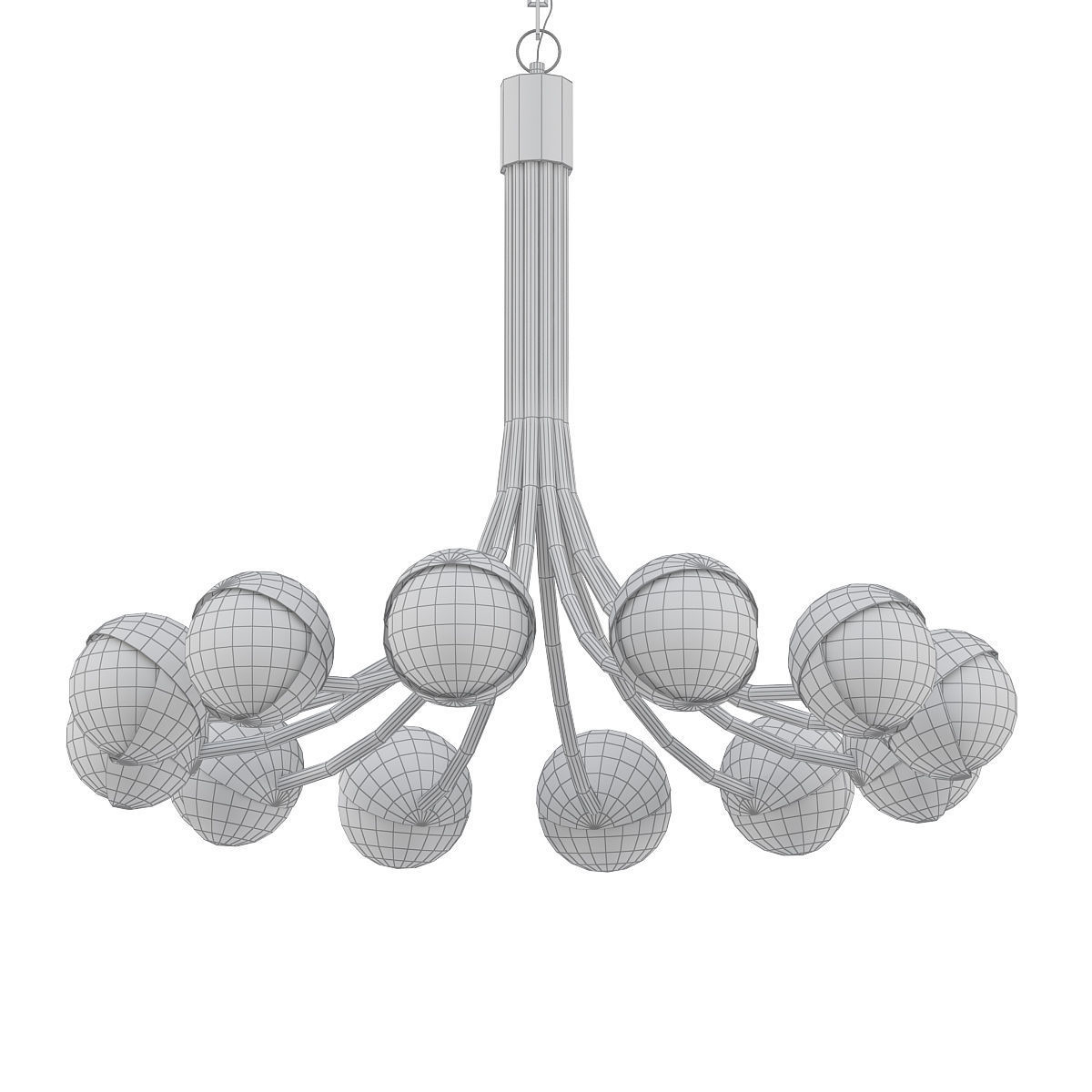 Benedict modern brass chandelier with glass balls 3D model_4